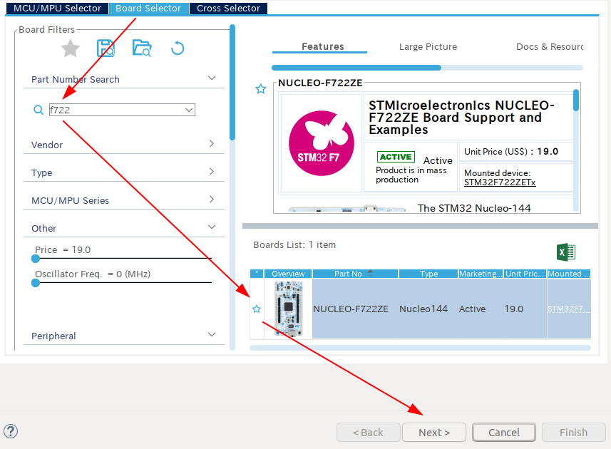Selecting the Nucleo Board