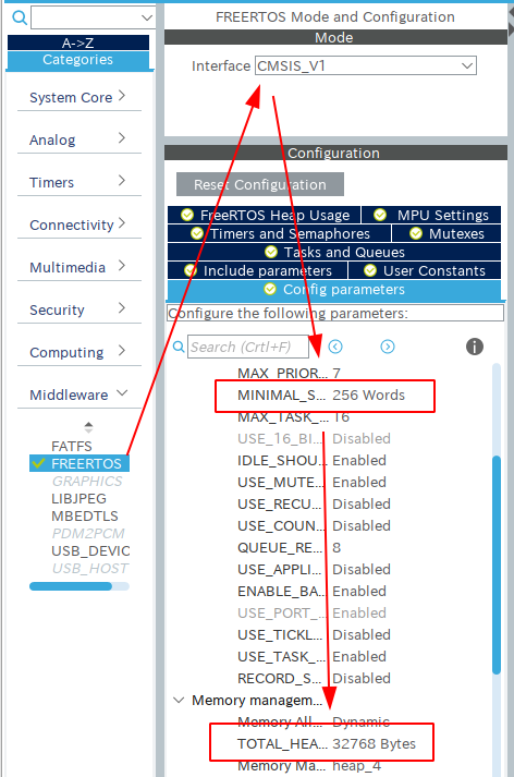 Configuring FreeRTOS