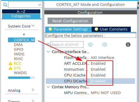 Configuring caches